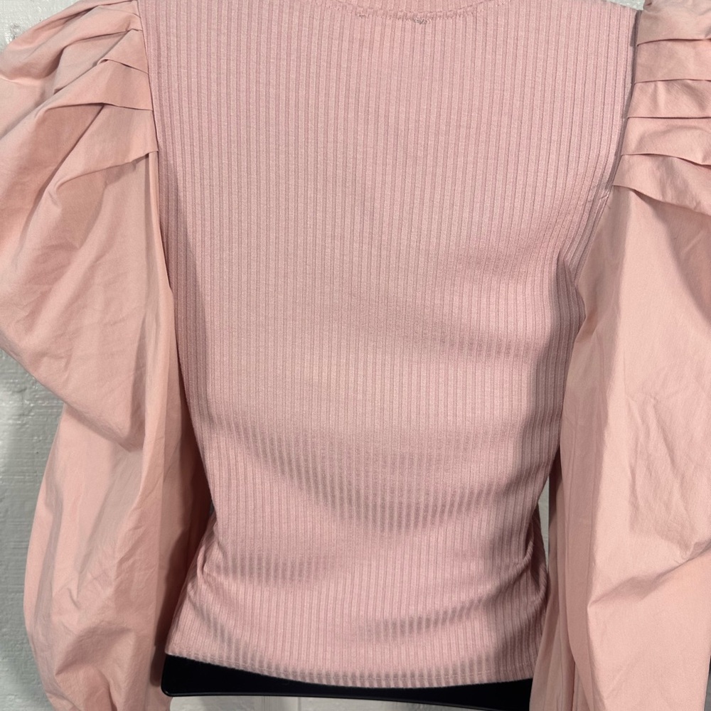 TCEC Solid Fitted Crew Neckline and Long Puff Sleeves Size Medium EUC - Picture 6 of 9
